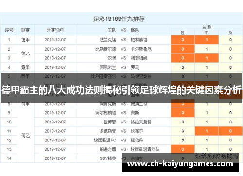 德甲霸主的八大成功法则揭秘引领足球辉煌的关键因素分析